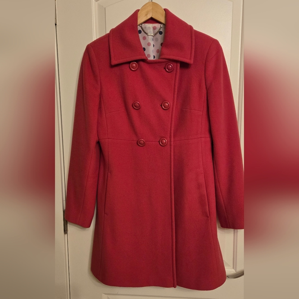 Women's NEXT Double-Breasted Hot Pink Coat Wool UK 10